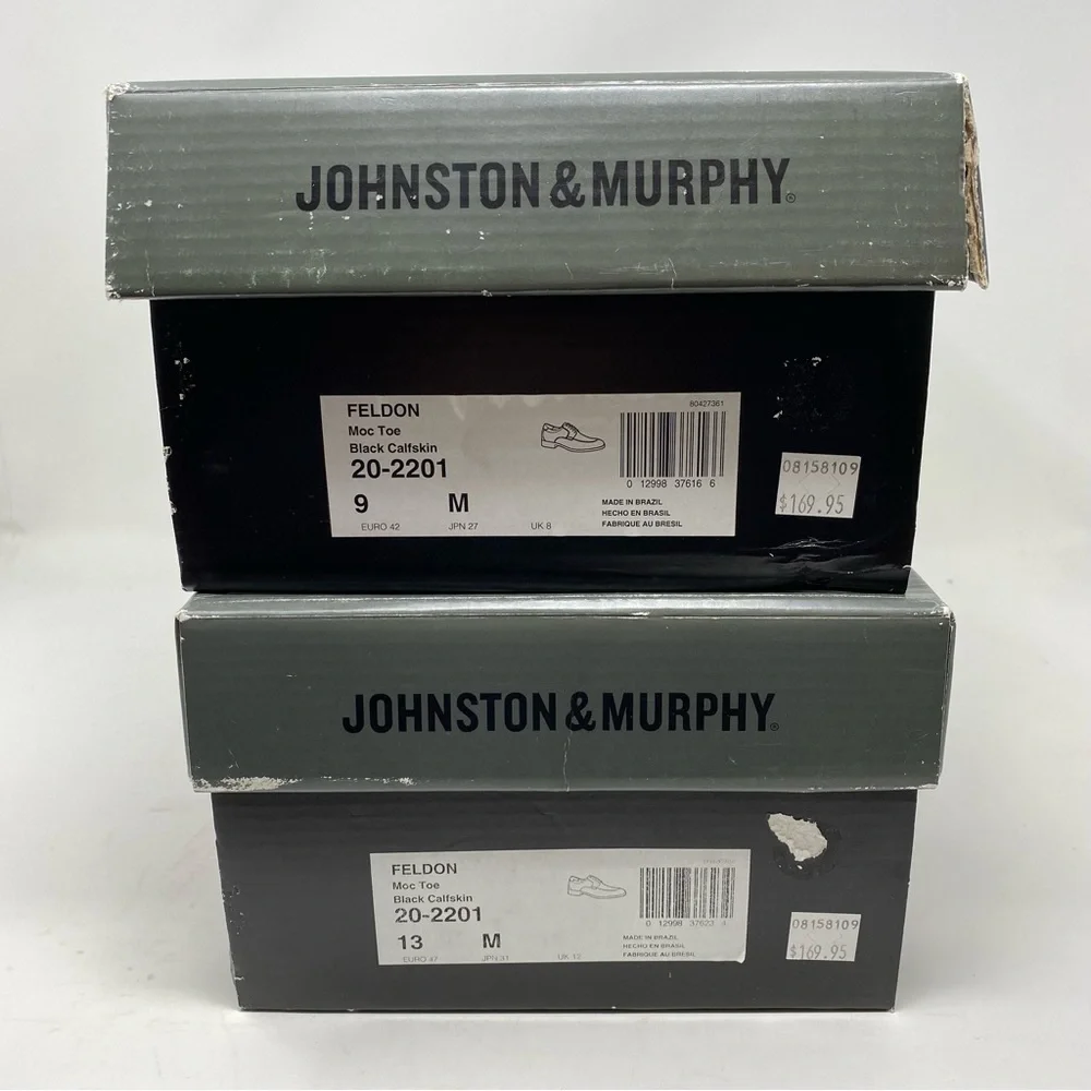 JOHNSTON & MURPHY FELDON MOC TOE Black Calfskin Leather